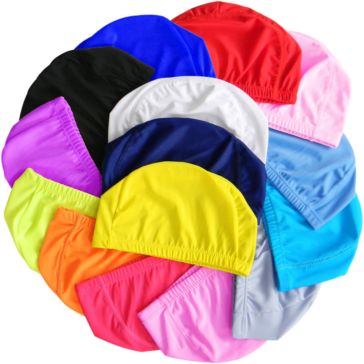 Quality Yes 3Pack Pure Colorful Superior Polyester Cloth Fabric Bathing Cap Swimming Caps Swimming Hats for Water Sports (Pure Color)