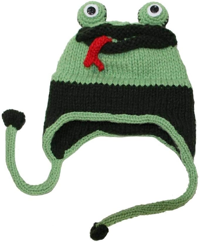 SUNONE11 Frog Earmuffs Knitted Hats Crochet Green Beanie Animal