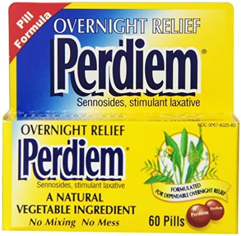 Perdiem Sennosides Stimulant Laxative Pills, Overnight Relief, 60-Count Bottle by Perdiem