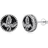 Black Onyx Stud Earrings S925 Sterling Silver Mountain Wave/Raven Earrings Round Black Stone Jewelry For Women Female