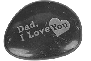 Amogeeli Engraved Love Stone for Father’s Day, Polished Inspiration Black Stone for Garden Home Office - Dad, I Love You
