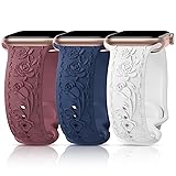 3 Packs Floral Engraved Bands Compatible with Apple