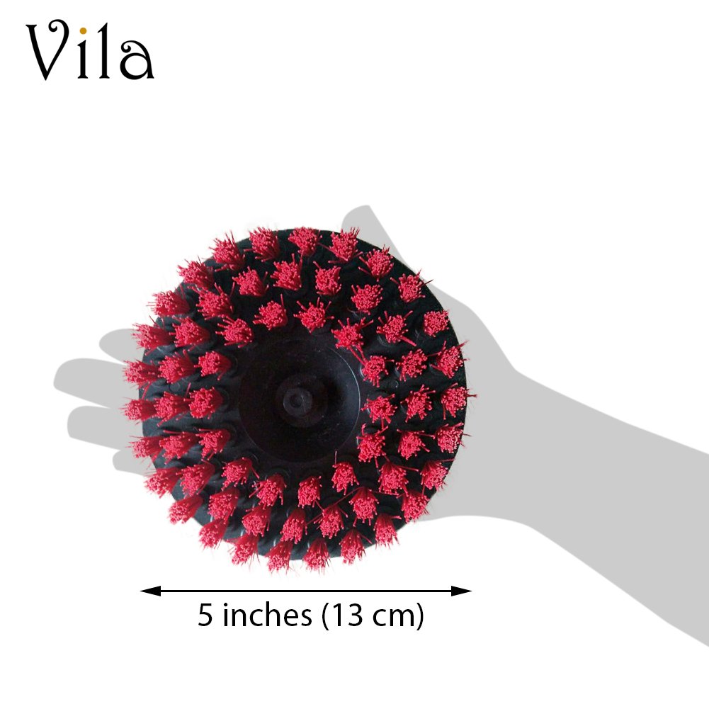 Drill Brush by Vila - Attaches to Any Drill - Effectively Removes Carpet Stains, Bathroom and Tile Grime - Save yourself Time and Energy with this cleaning tool