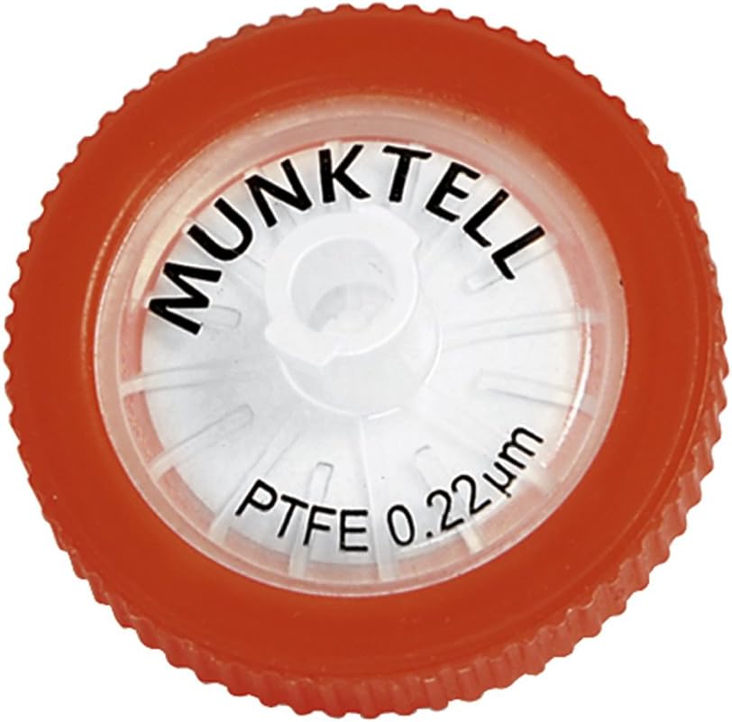 Munktell 752 205 PTFE Membrane Syringe Filter, Circle, 0.2µm Pore Size, 13mm Diameter (Pack of 100)