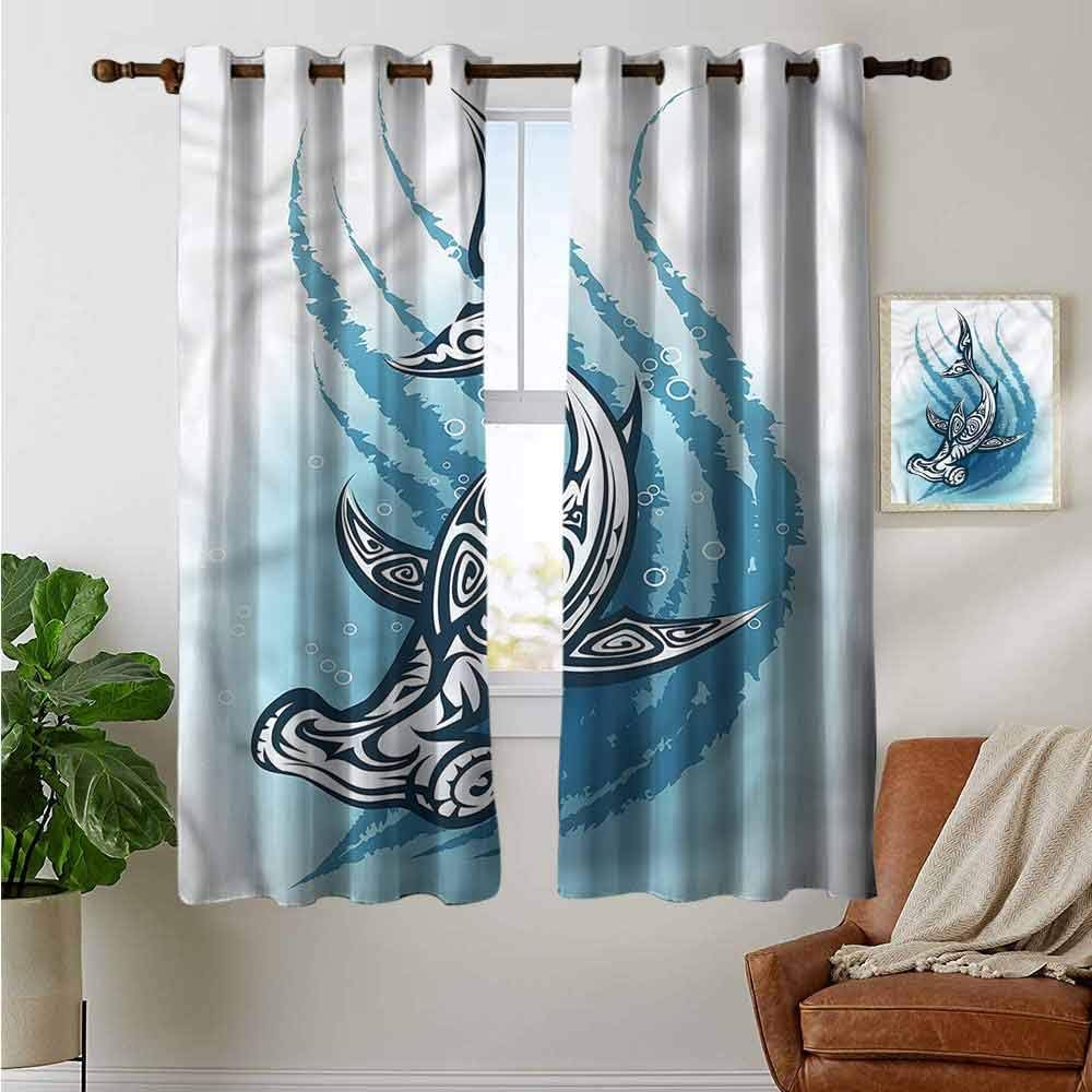 Petpany Curtains Shark,Hammerhead Fish Ornate,Treatments Thermal Insulated Light Blocking Drapes Back for Bedroom 42"x63"