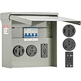 VEVOR Temporary Power Outlet Panel, Weatherproof RV Electrical Breaker Box with 20/30/50 Amp Receptacle Installed, Prewired Circuit NEMA 14-50R/NEMA TT-30R / 20A GFCI for RV Camper Trailer Motorhome