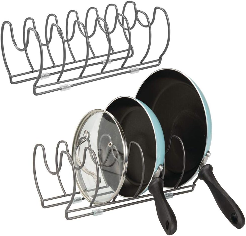 mDesign Set of 2 Pot Lid and Pan Racks Metal Wire Rack for Cookware