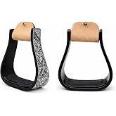 Horse Western 5" Wide Barrel Racer Engraved Aluminum Show Stirrups 51177v