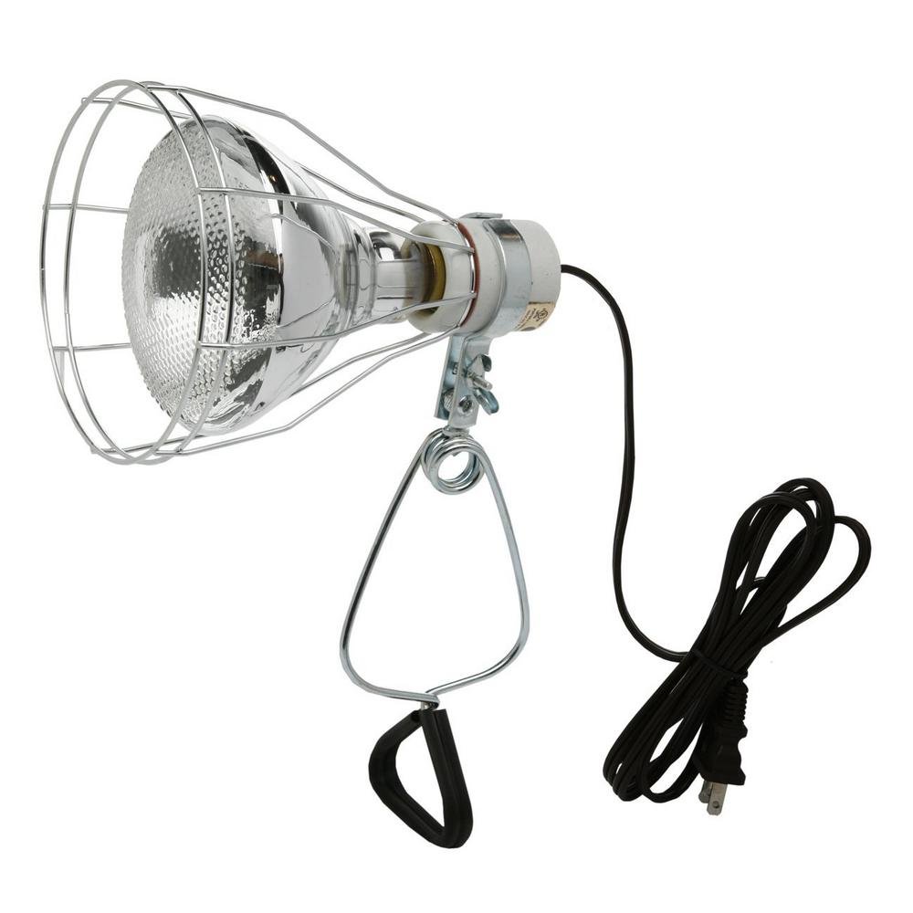 Photo 1 of Woods 0324 18/2 Gauge Brooder and 150-Watt Heat Lamp with Wire Grill and Clamp; 6-Foot; Black