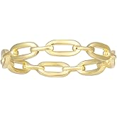 espere 18K Gold Plated Simple Link Ring Simple Gold Rings | Women's Minimalist Stacking Band