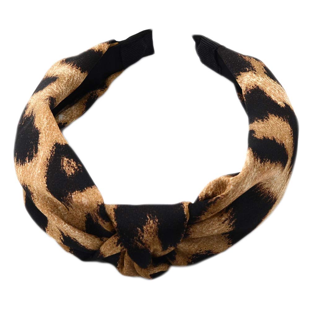 Lastnight Women Leopard Pattern Knot Wide Hairband