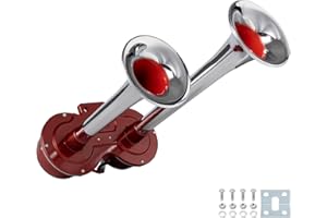 AOLIHAN 150DB Train horns for Truck,Super Loud 12V Electric Horn,Upgraded Fashion Moto Horn,Air horn for Truck/SUV/Van/Car/Motorcycle（12V Red Electric Horns）