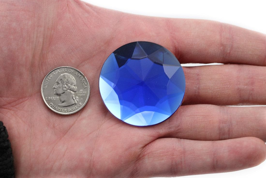 43mm Sapphire H104 Large Flat Back Round Acrylic Rhinestones Plastic Circle Gems for Costume Making Cosplay Jewels Pro Grade Embelishments - 4 Pieces