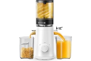Juicer Machines, 5.8" Wide Feed Chute Cold Press Juicer for Whole Vegetables & Fruits (White)