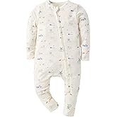 Minicoco Baby Girl Footed & Mittened Romper, Footies for 0-9M soft & Casual Outfit with Zipper Closure