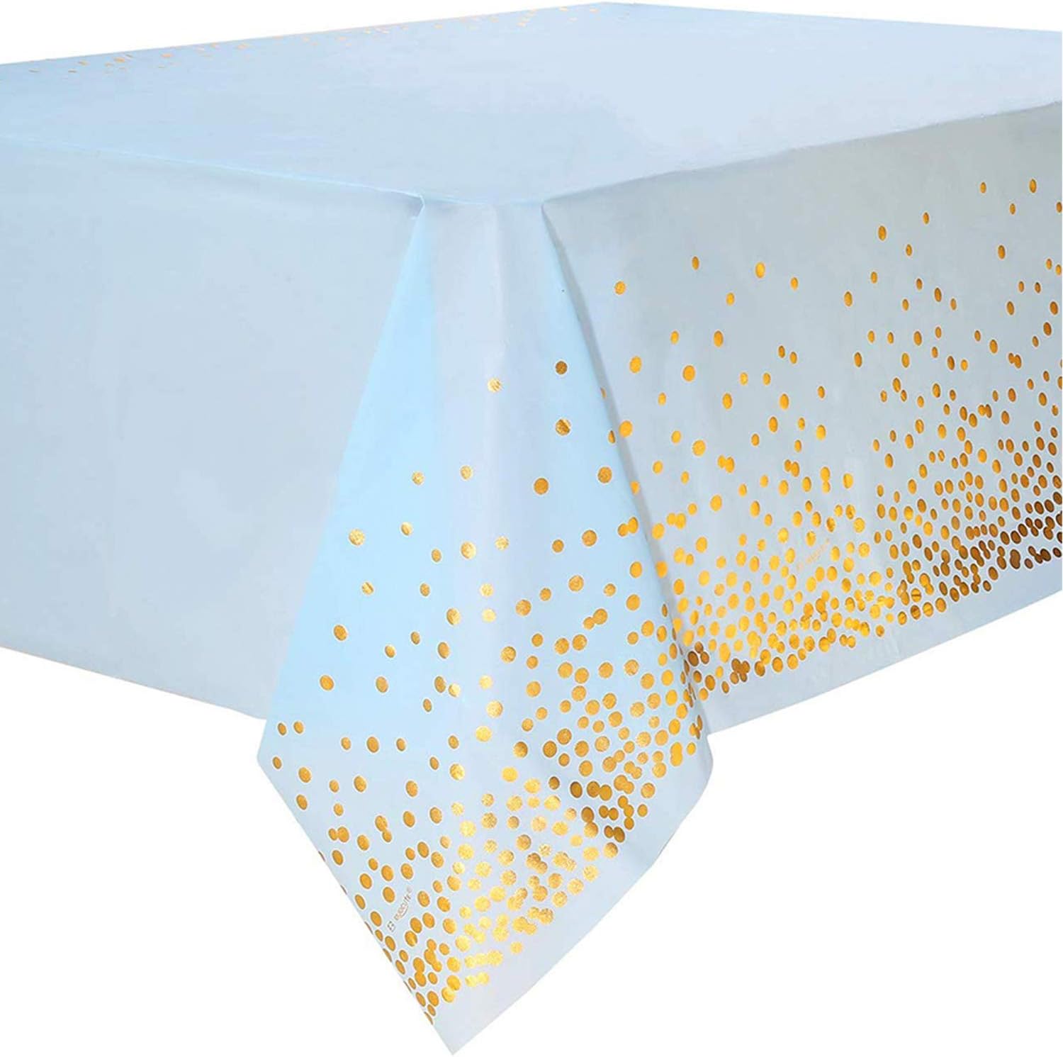 Duocute Blue Disposable Party Tablecloth for Rectangle Table, Gold