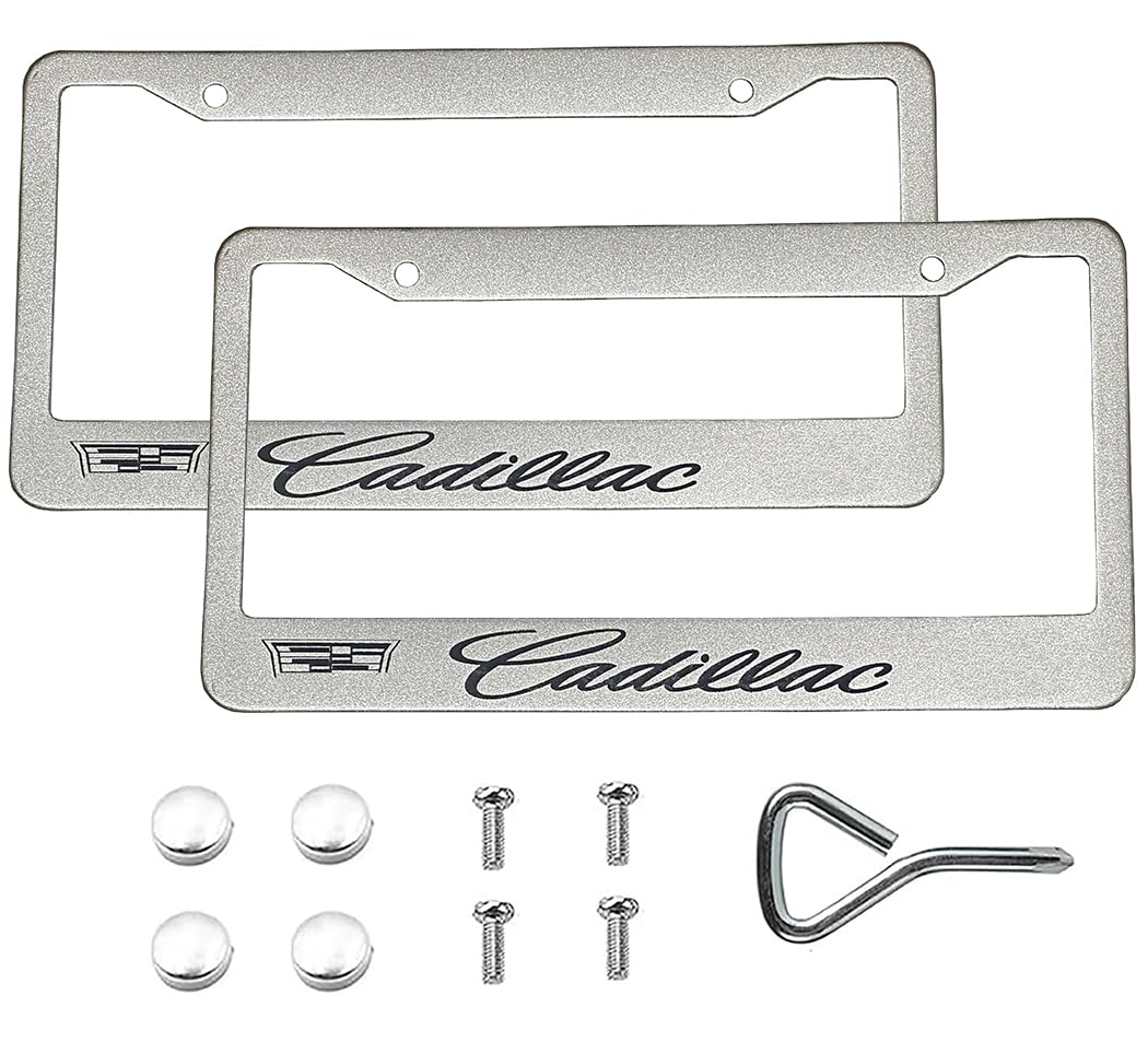 Photo 1 of 2 Pack License Plate Frames for Cadillac Owners, Stainless Steel Car License Plate Cover Car Accessories with Screw Caps