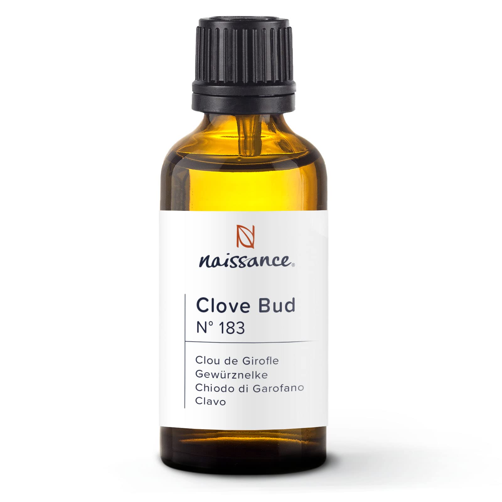 Naissance Clove Bud Essential Oil (No. 183) - 50ml - Pure, Natural, Cruelty Free, Steam Distilled and Undiluted - for for Aromatherapy & Diffusers