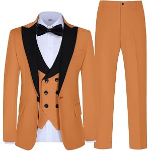 IFLUVYA Boys Suit Formal 5 Pieces Kids Tuxedo Kids Slim Fit Tuxedo Suits | Boy Suit Blazer Vest Pants Set with Bow Tie, Adjus