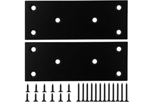 2 PC Flat Straight Metal Brace Brackets,Savener Stainless Steel Mending Bracket Plate Metal Shelf Support Fixing Joining Plate for Furniture,Wood,Shelves,Cabinet with Screws Black (48x128mm/1.9x5'')