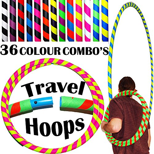 ULTRA-GRIP Pro Hula Hoops (100cm/39') UV Weighted TRAVEL Hula Hoop / Hula Hoops For Exercise, Dance & Fitness! (680g) NO Instructions Needed - Same Day Dispatch! (UV Yellow/UV Blue)