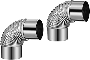 DOITOOL 2 Pcs 90 Degree Wood Stove Pipe for 3.14 Inch Duct Stainless Steel Flue Extension Elbow Chimney for Outdoor Wood Stov