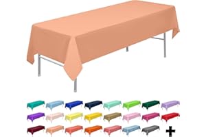 PARTY ULYJA Peach Tablecloths Plastic 3-Pack Premium 54 Inches x 108 Inches Disposable Table Covers Decorative Table Cloths for Rectangle Tables
