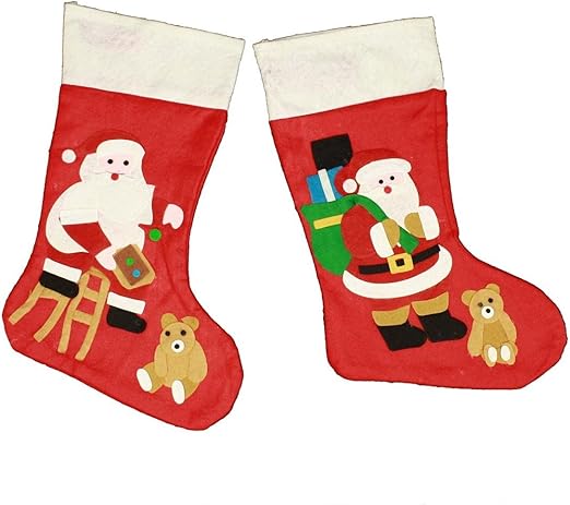 HAAC Bota-calcetín Botas calcetín de Navidad con Papá Noel fieltro 48 cm: Amazon.es: Hogar