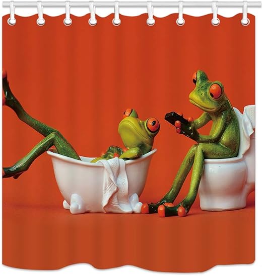 Amazon Com Nymb Funny Animals Decor One Frog Sit On Toilet The