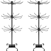 bahforam 3 Tier Spinner Display Rack Retail Display Stand Metal Rotating Display Rack for Jewelry Keyring Socking HatsToys，Movable Shop Spinner，Adjustable height， Black,Pack of 2