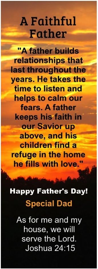 Happy Father's Day Faithful Father Special Dad Fathers Day Gift from Church Premium Made in USA Christian Bible Verse Joshua 24 15 Bookmarks Bulk (50 Pack)