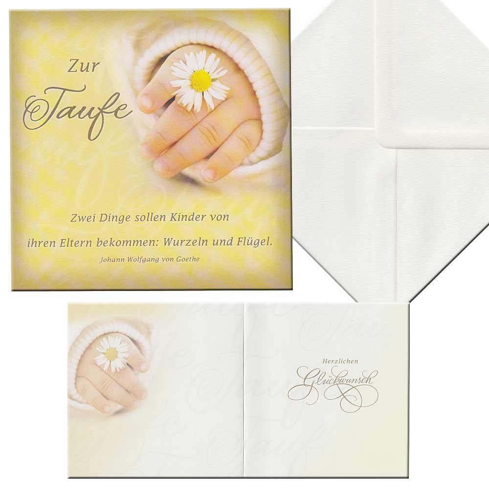 Romantica Christening Card - Birthday Card - Hand - 15 x 15 cm