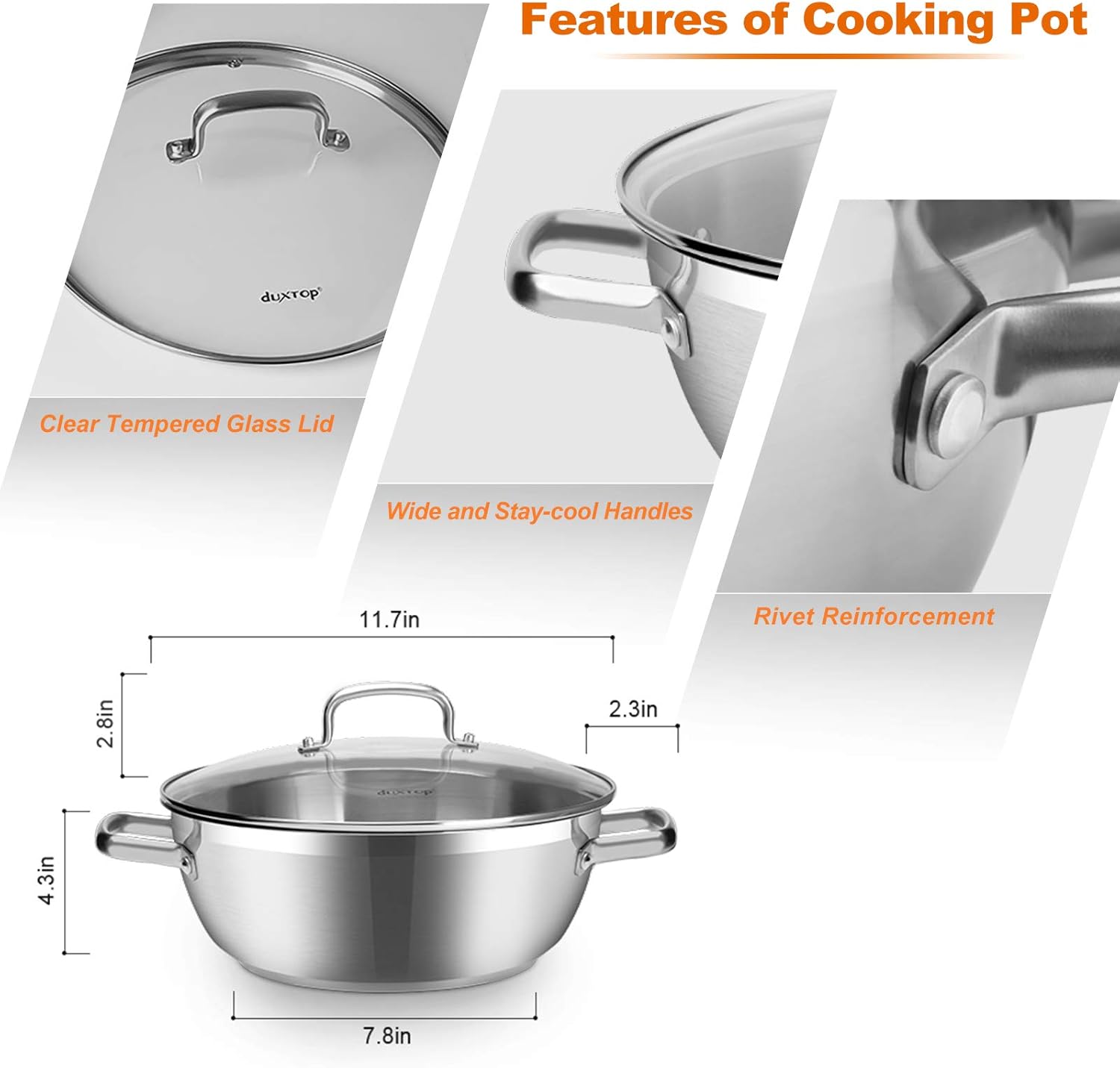 Duxtop 1800W Portable Induction Cooktop, Countertop Burner Included 5.7 Quarts Professional Stainless Steel Cooking Pot with Lid, Heavy Impact-bonded Bottom: Kitchen & Dining