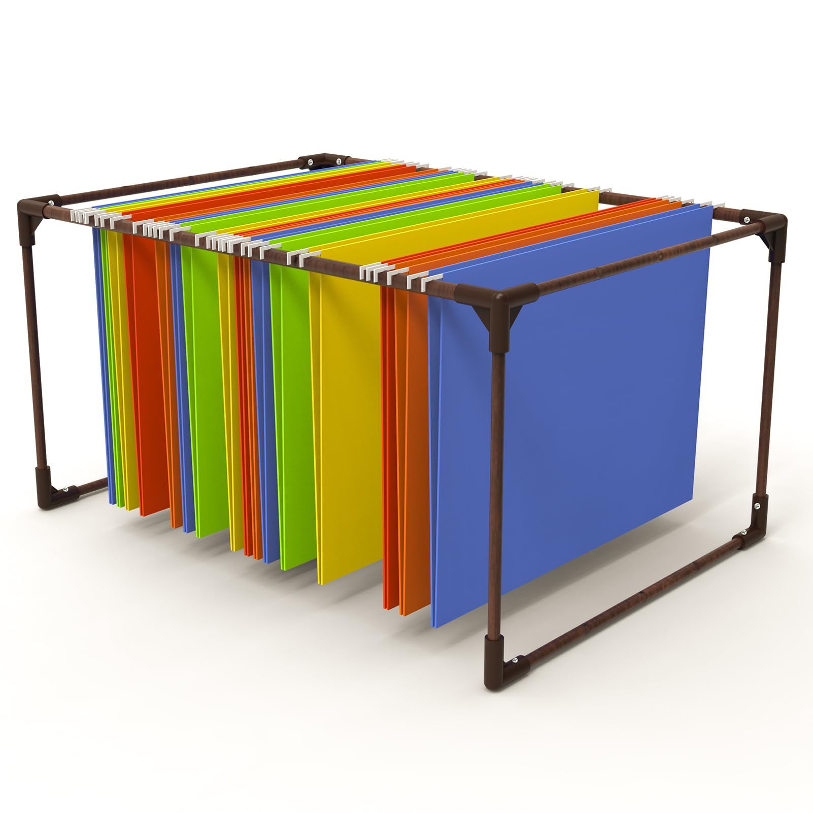 Photo 1 of Walnut Hanging File Folder Frame, File Cabinet Organizer for Letter Size, 12.6” Wide x 18” Long x 9.125" Height, File Cabinet Rails Hanging Files in File Drawers (Brown)