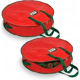 Handy Laundry Christmas Wreath Storage Bag - 2-PACK Durable Waterproof Tarp Material with Zipper & Reinforced Handles - For Holiday Décor, Tires, Wheels, Garage or Moving Organization (24