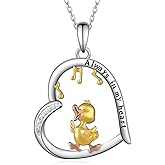 Yorionke Duck Pendant Necklace 925 Sterling Silver Duck Music Note Necklace Duck Jewelry for Women Duck Lovers Gifts