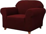 SAMSTEX 1 Seater Sofa Cover Wine Red 4-Way Stretch Non Slip 1-Piece