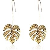 T-ztoss Bohemian Gold Elegant Flower Fashion Dangle Earring Cute Metal Flower Earrings Unique Chic 3D Large Flower Jewelry for Women(Line earrings)