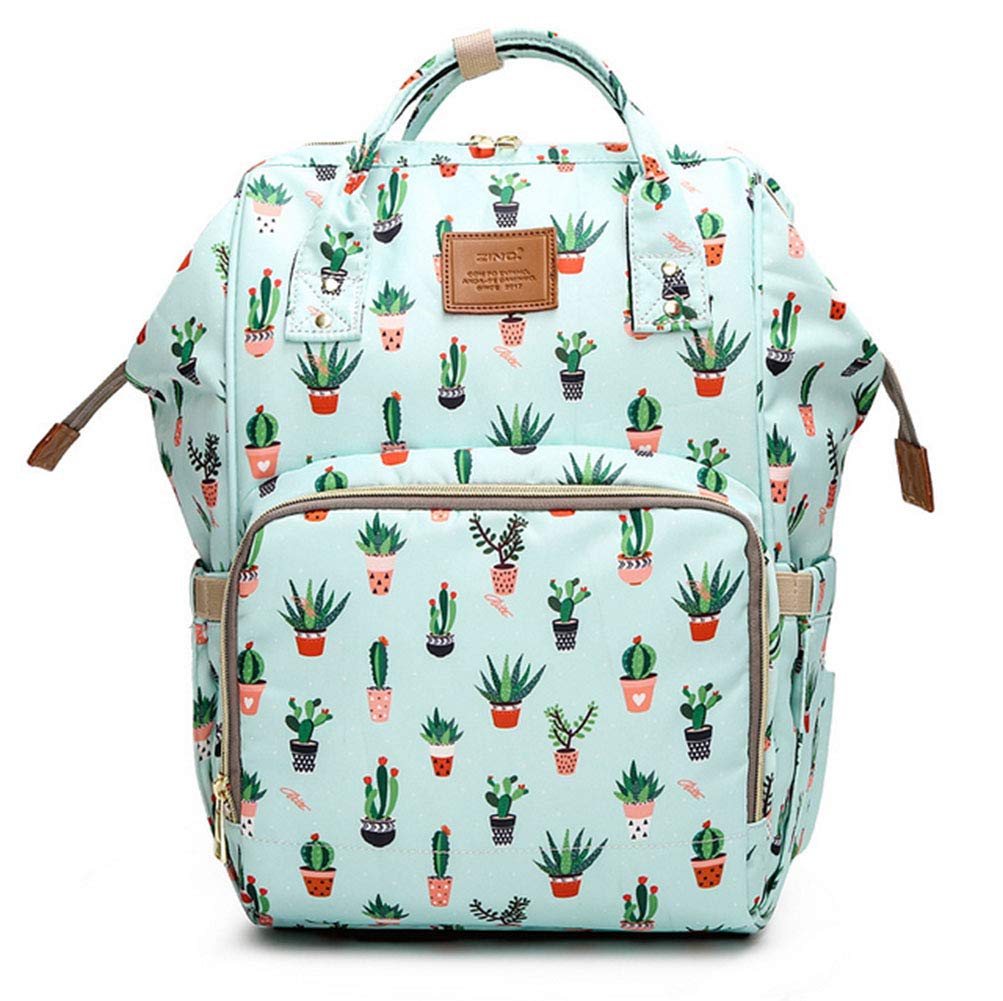 Multi-function Baby Diaper Bag Backpack Waterproof Travel Baby Nappy Changing Bag Nursing Bag Large for Boys Girls, Includes Stroller Hooks (Cactus)