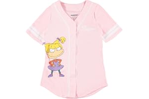 Nickelodeon Ladies 90's Fashion Shirt - Rugrats, Angelica and Chuckie Mesh Baseball Jersey