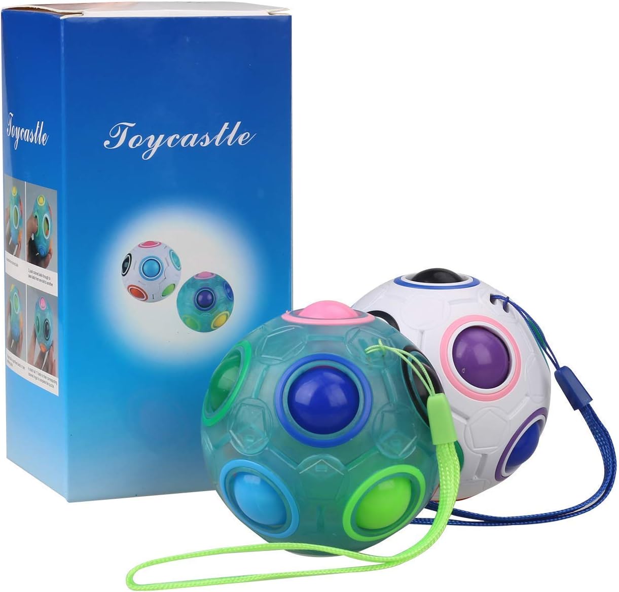 WELCOMY 1 Magic Rainbow Cube 3D Puzzle Toys, Fidget Balls for Children/Adults, 2 Piece