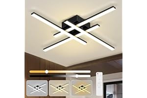 AOZBZ Modern Ceiling Light Fixture - 32W 3200LM Dimmable LED Semi Flush Mount Ceiling Light Fixture with Remote Control 3 Lighting Modes Black Ceiling Light for Bedroom, Kitchen, Hallway