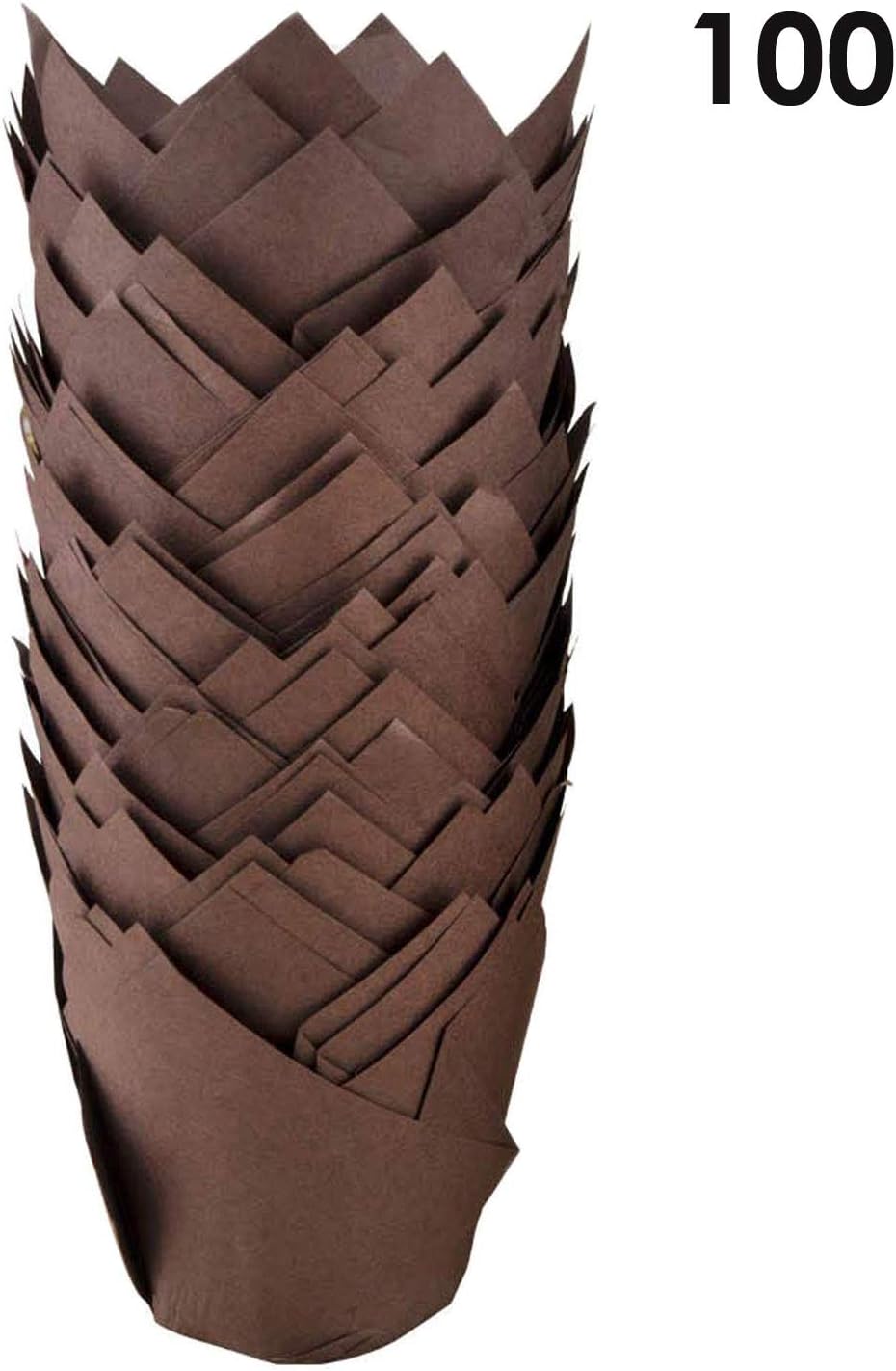 Bakuwe Standard Tulip Muffin Cupcake Liners Paper Baking Cups,100-Count (Brown)