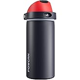 POWCAN 18 oz Stainless Steel Water Bottle: 2-in-1 Push-Button Spout & Quick-Flip Straw, Leakproof, Cold 24Hrs, Fits Car Cup Holder, Insulated Vacuum Flask for Sports, Trip, School Gift (Storm Hammer)