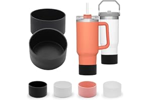 Coyuger Protective Silicone Boot For Stanley Quencher Tumbler 30 oz 40 oz & IceFlow 20oz 30oz & Hydro Flask Water Bottle 12-24oz - Cup Bottom Sleeve - Stanley Cup Accessories (Black)