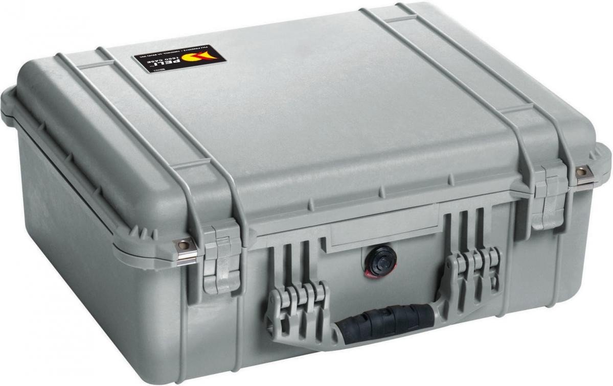 PELI 1550 Impact Resistant Case for Camera, Drone and Fragile Objects, IP67 Watertight, 61L Capacity, Made in Germany, With Customisable Foam Insert, Silver — image 1