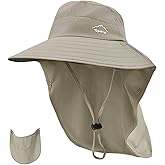 Rosoz Sun Hat for Men Women with Neck Flap,Wide Brim UPF50+ Fishing Hat with Detachable Face Cover Outdoor Sun Protection Hat