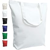 TOPDesign 2 | 6 | 12 Pack Super Strong Large 17.5"x16.5"x5" 10oz Cotton Canvas Tote, Reusable Grocery Shopping Bag, Blank White Bags for Crafts, DIY Your Creative Designs (Pack of 2)