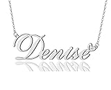 AOLO Denise Heart Name Necklace Silver Stainless