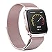 iGK Milanese Replacement Bands Compatible for Fitbit Versa/Versa Lite Edition, Stainless Steel Milanese Loop Metal Mesh Bracelet Unique Magnet Lock Wristbands Rosepink Small